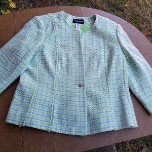 Sag Habor 14 NWT Green Lavender Tweed Jacket Blazer